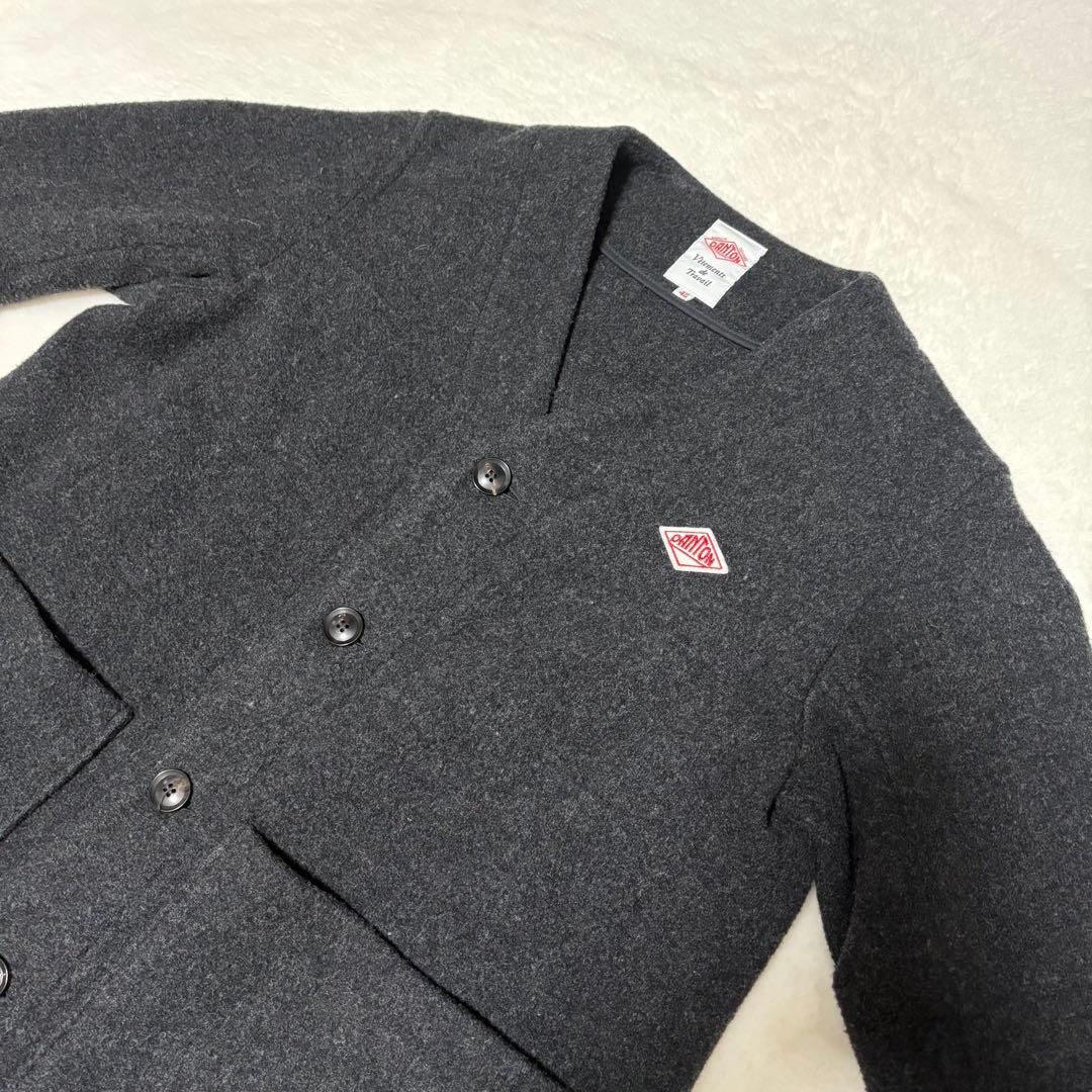 DANTON ダントン ウールモッサ Vネック ジャケット チャコール 42