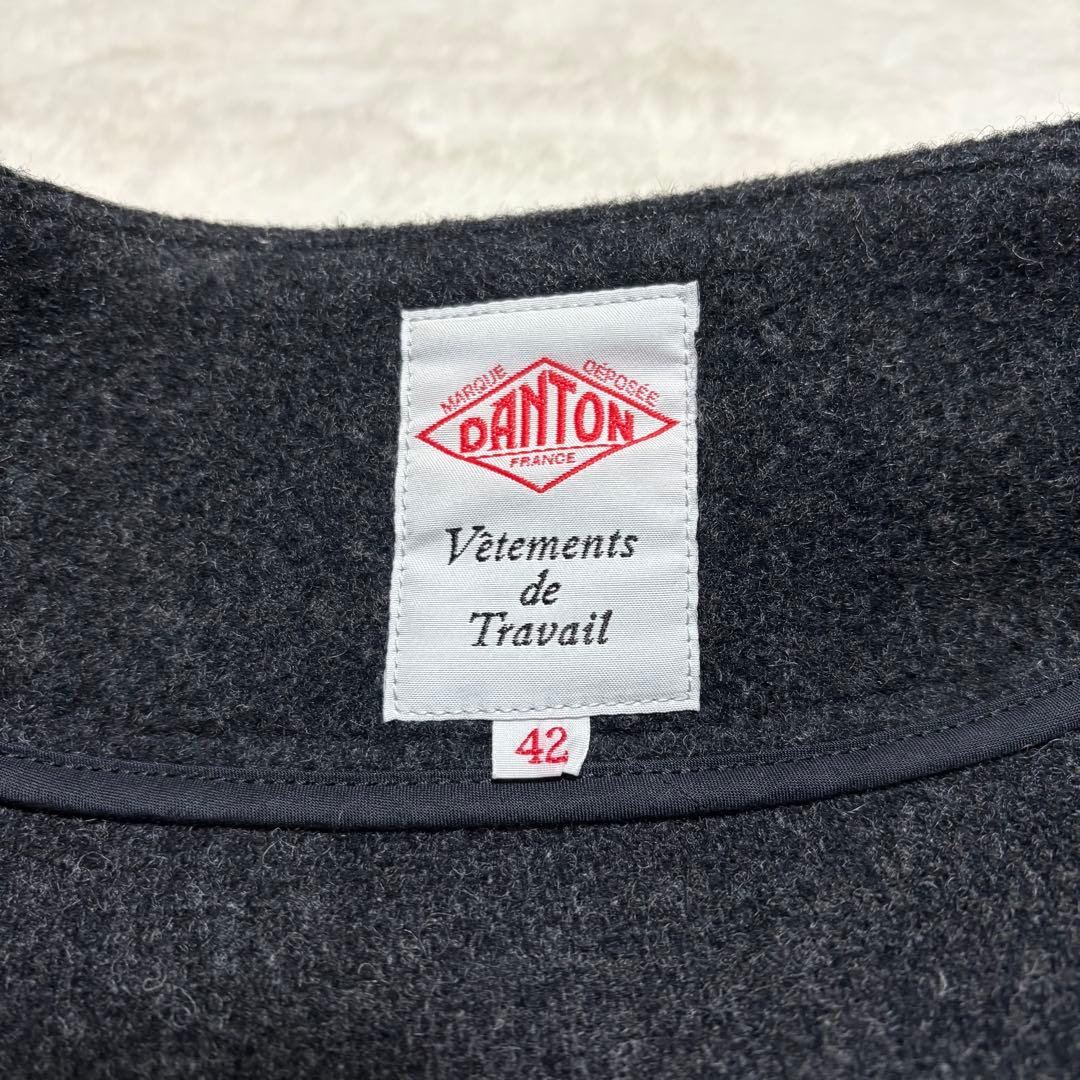 DANTON ダントン ウールモッサ Vネック ジャケット チャコール 42