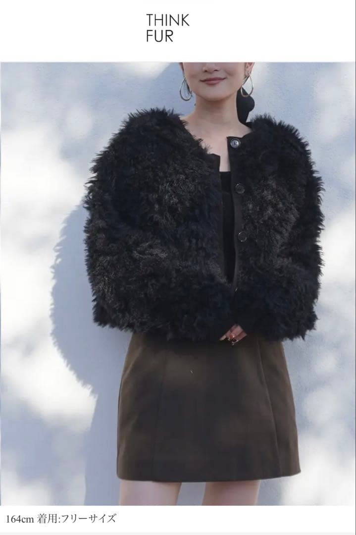 think fur エコファー2wayカーデ/BLK
