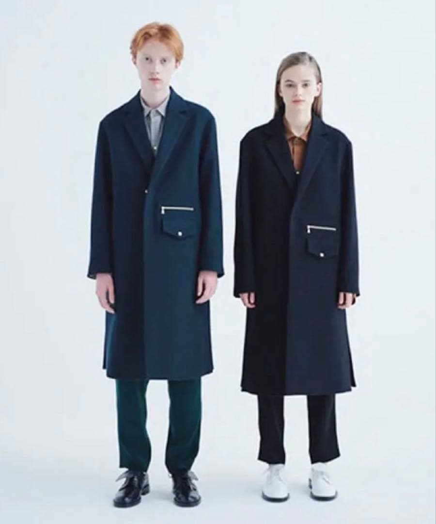 美品　CULLNI デザインチェスターコート　ロングコート　ジップ　日本製