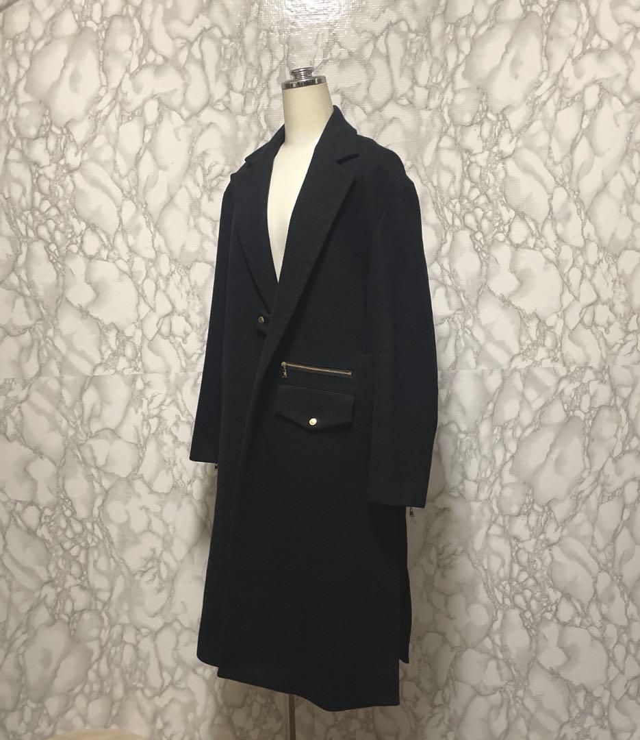 美品　CULLNI デザインチェスターコート　ロングコート　ジップ　日本製