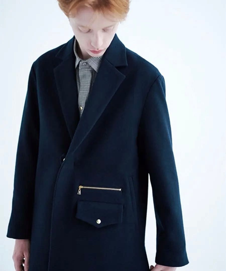 美品　CULLNI デザインチェスターコート　ロングコート　ジップ　日本製