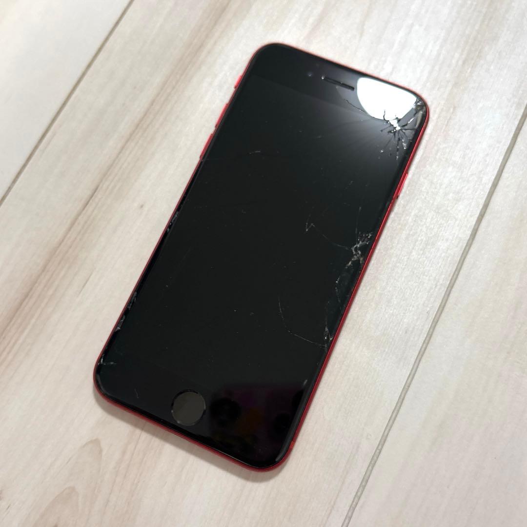 【ジャンク】iPhone SE(第2世代)レッド 画面ひび割れ SIMフリー