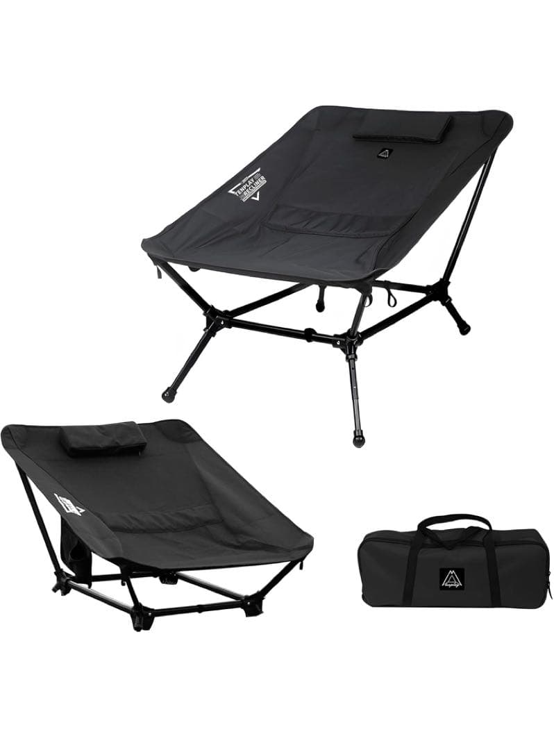 【新品】TENPLAY リクライニングチェア アウトドア 黒 高さ角度調節