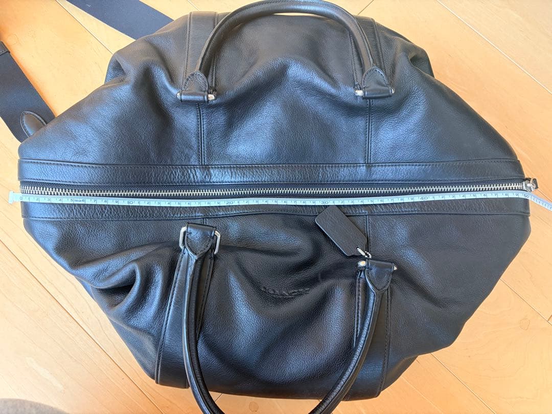 COACH ブラック レザー ボストンバッグ　大容量