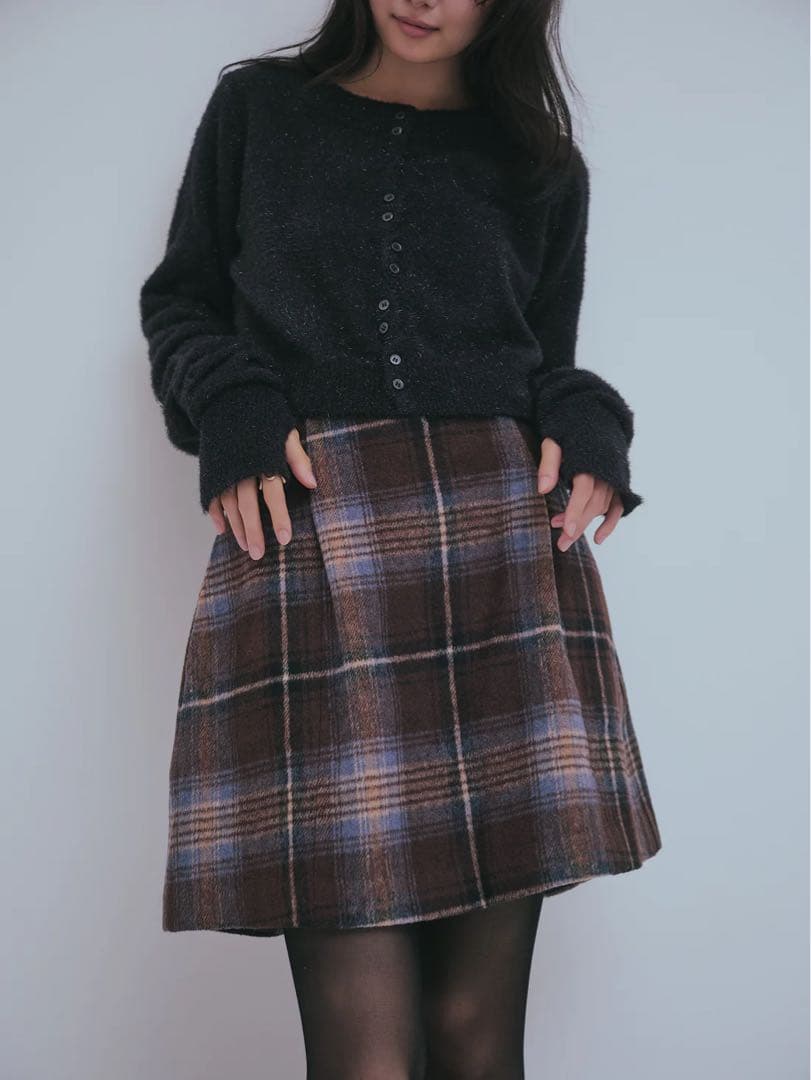 【Andequal】 checked mini skirt