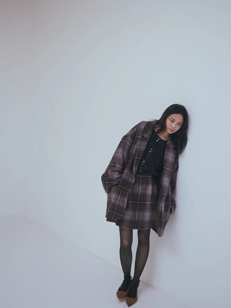 【Andequal】 checked mini skirt