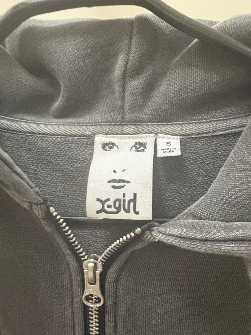 X-girl グレー ジップアップパーカー