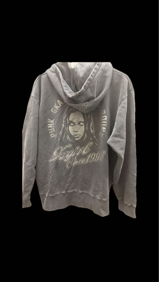 X-girl グレー ジップアップパーカー