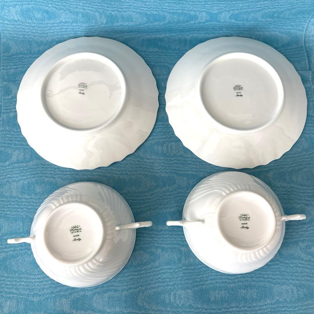 Richard Ginori ベッキオホワイトスープカップ ＆ソーサー2客セット