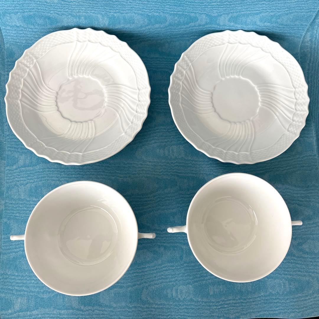 Richard Ginori ベッキオホワイトスープカップ ＆ソーサー2客セット