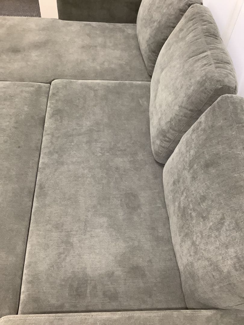 なら 極上中古！ニトリ ソファベッド 布張り 収納付きカウチソファ グレー