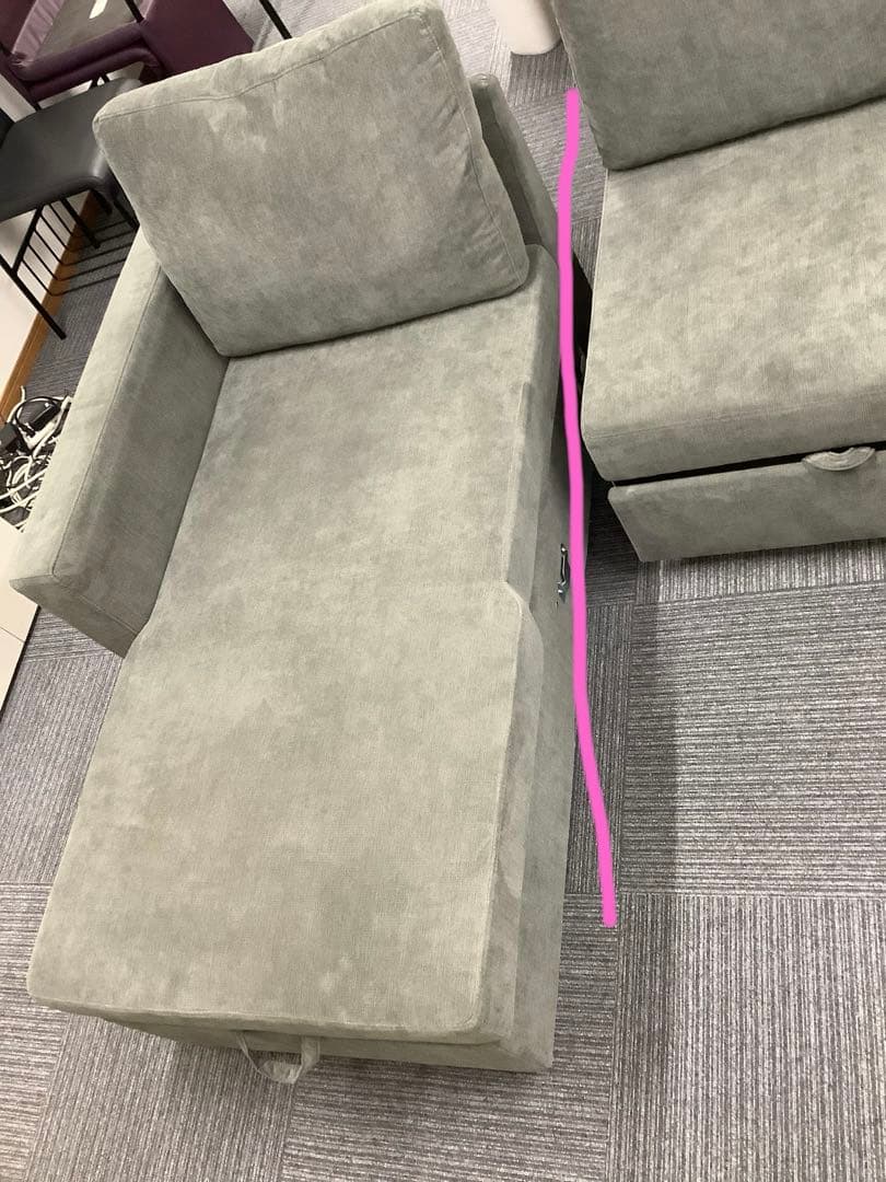 なら 極上中古！ニトリ ソファベッド 布張り 収納付きカウチソファ グレー