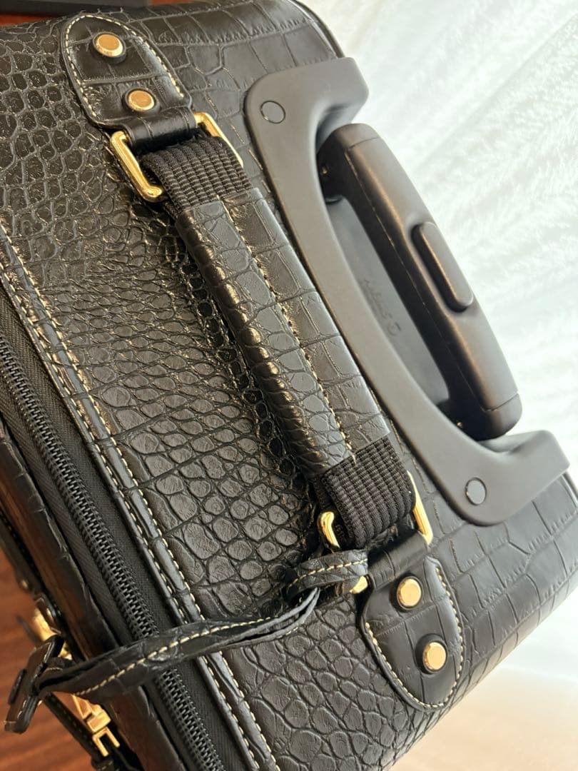 【美品】スワニー SWANY キャリーケース　クロコダイル型押し キャリーバッグ