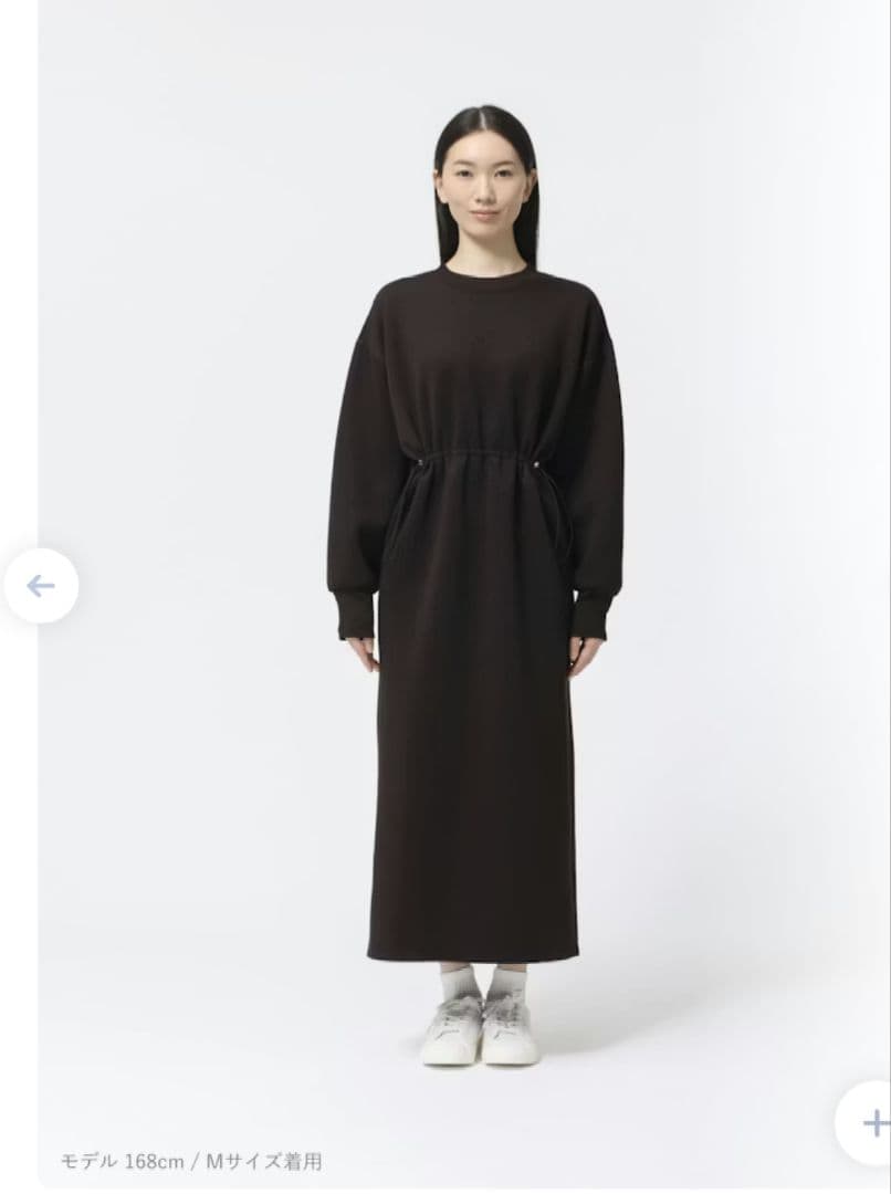 BAKUNEテックスウェット ワンピース コンフォートテックウェア ブラック