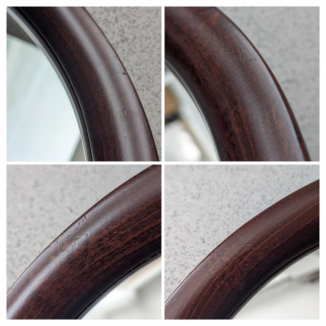 ビンテージ 秋田木工 旧タグ 曲木鏡 柳宗理 ミラー 丸(小) 古代色 美品