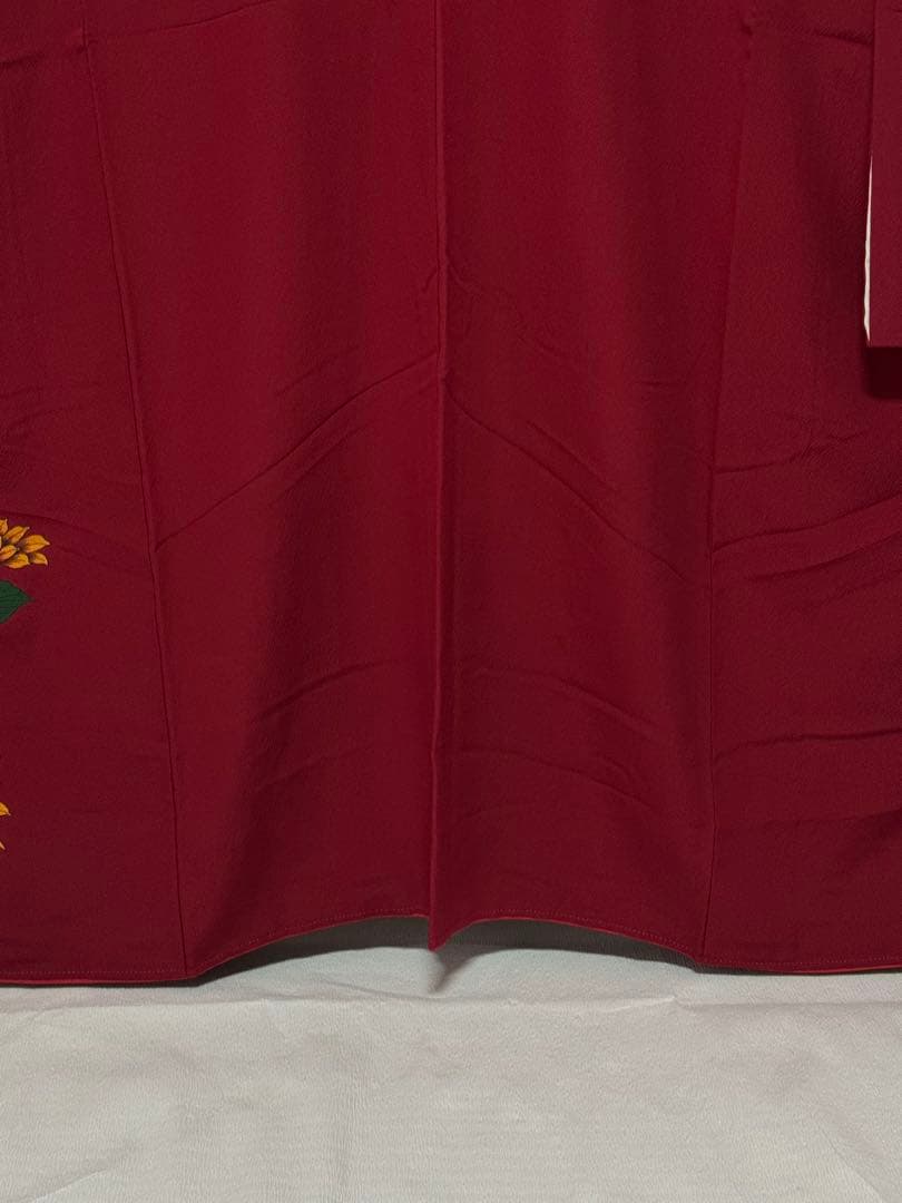 [美品] 単品　本振袖　振袖　正絹　成人式　結婚式　刺繍　蝶　向日葵　高身長