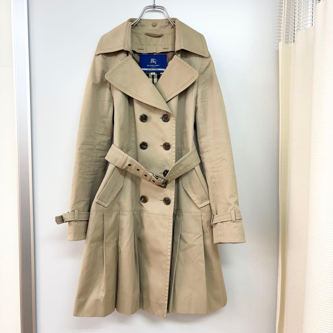 バーバリー　ダブルトレンチコート　ライナー付　ファー付　ベージュ　レディースM