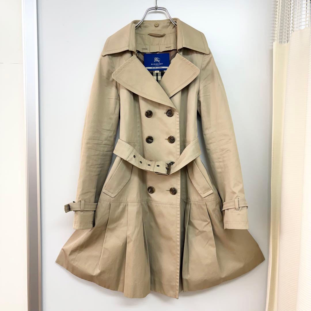 バーバリー　ダブルトレンチコート　ライナー付　ファー付　ベージュ　レディースM