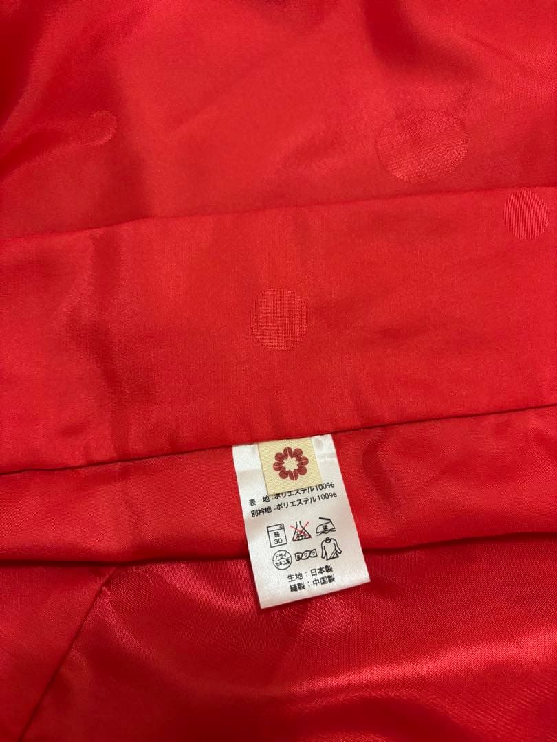 ふりふ　カラー長襦袢　赤　朱色　水玉模様