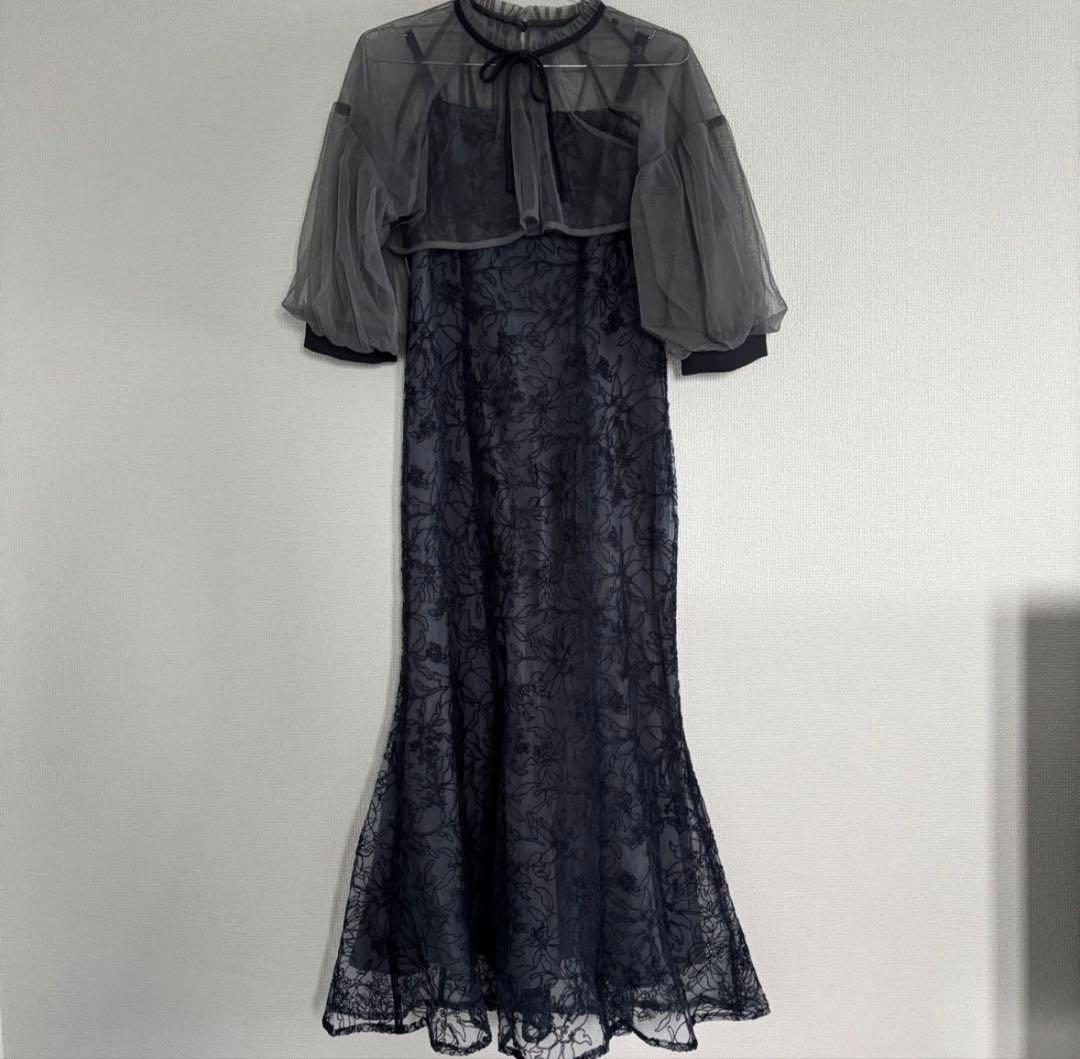 Leja パフスリーブシアーボレロ刺繍レースマーメイドシルエットキャミワンピース