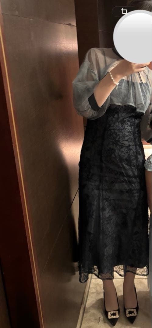 Leja パフスリーブシアーボレロ刺繍レースマーメイドシルエットキャミワンピース