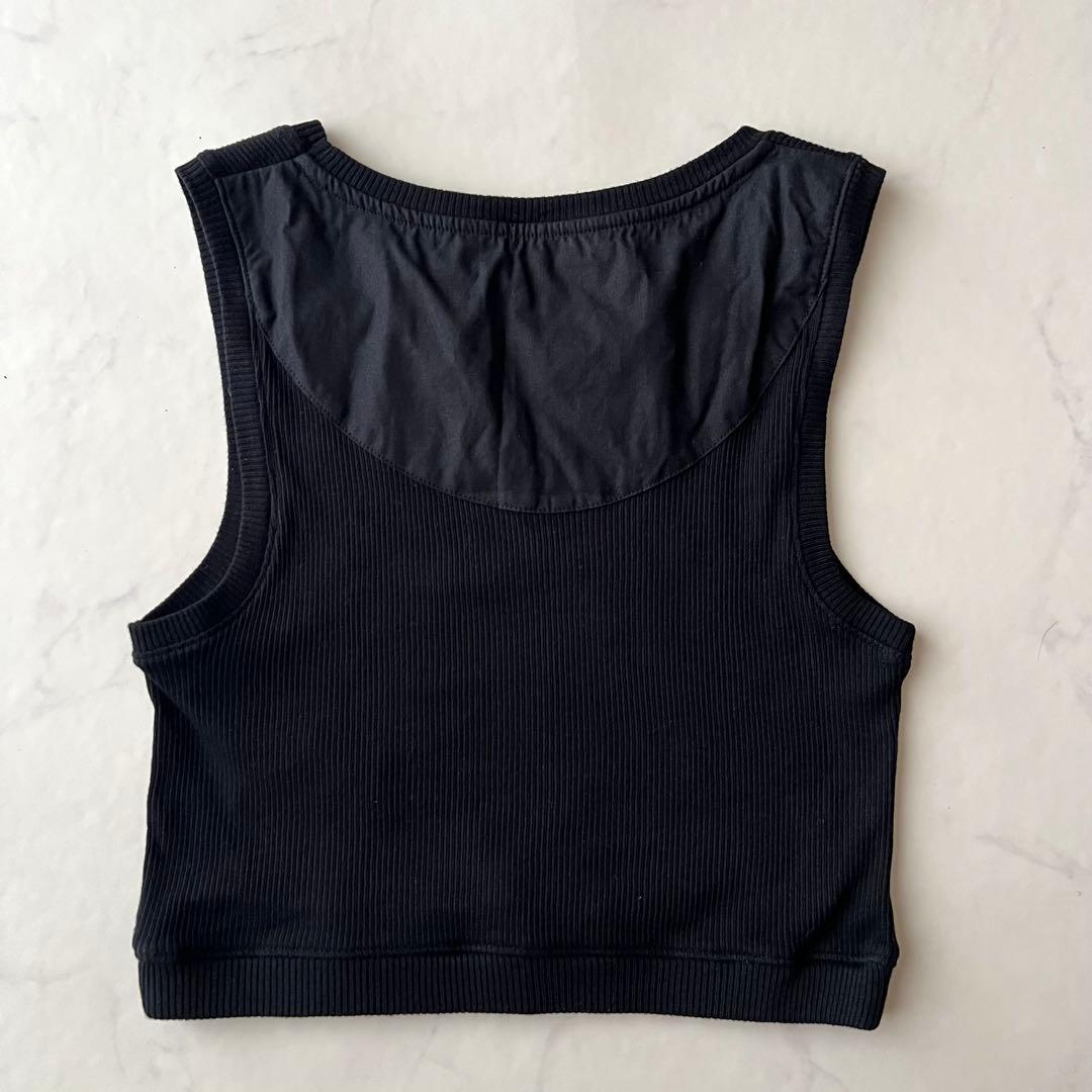 現行品 ロエベ クロップドタンクトップ アナグラム刺繍 ブラック ノースリーブS