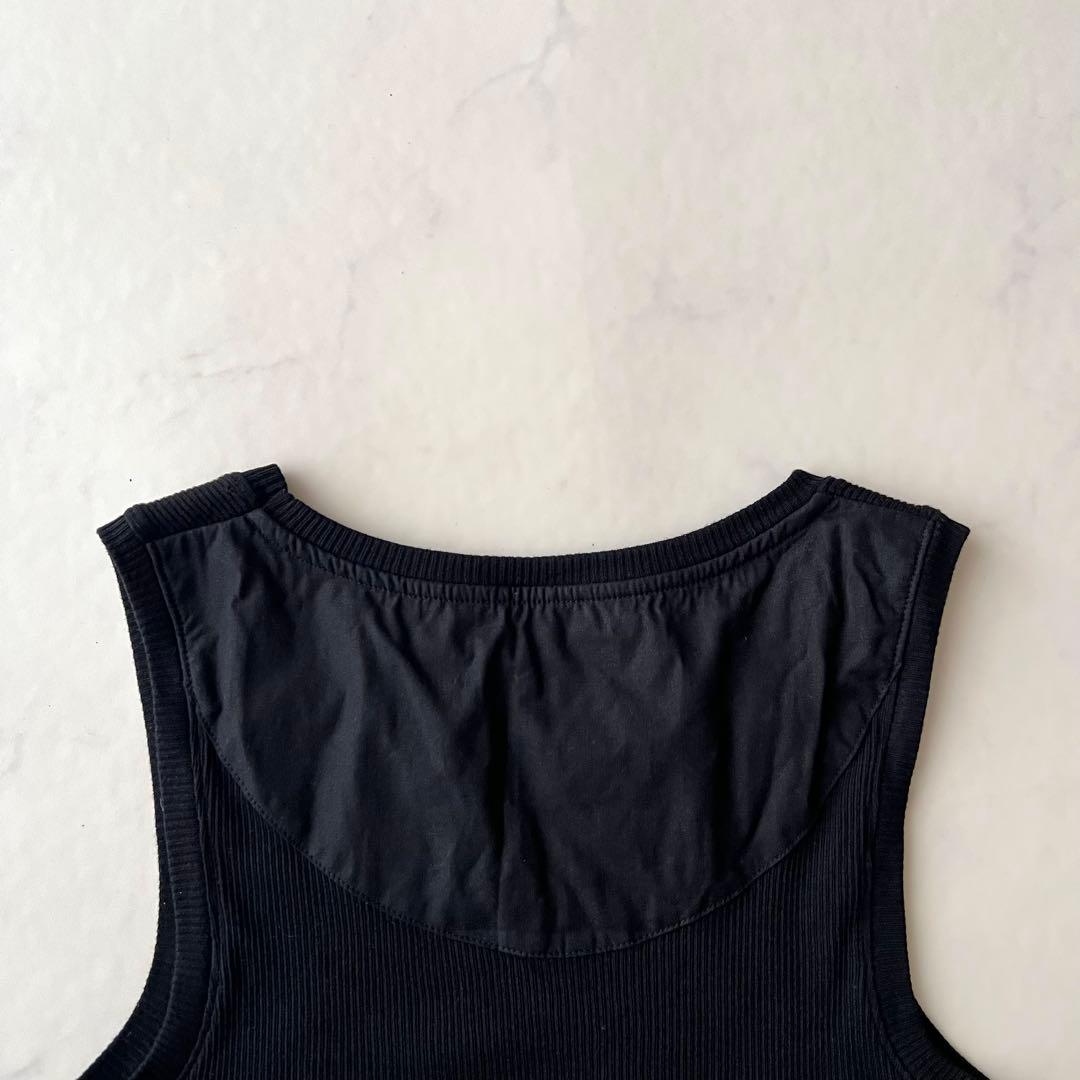 現行品 ロエベ クロップドタンクトップ アナグラム刺繍 ブラック ノースリーブS