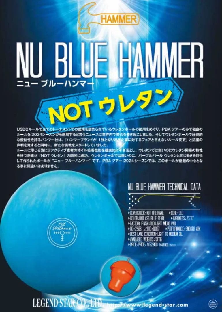 ボウリング　15ポンド　ハンマー　ニューブルーハンマー NU （値下げ可）