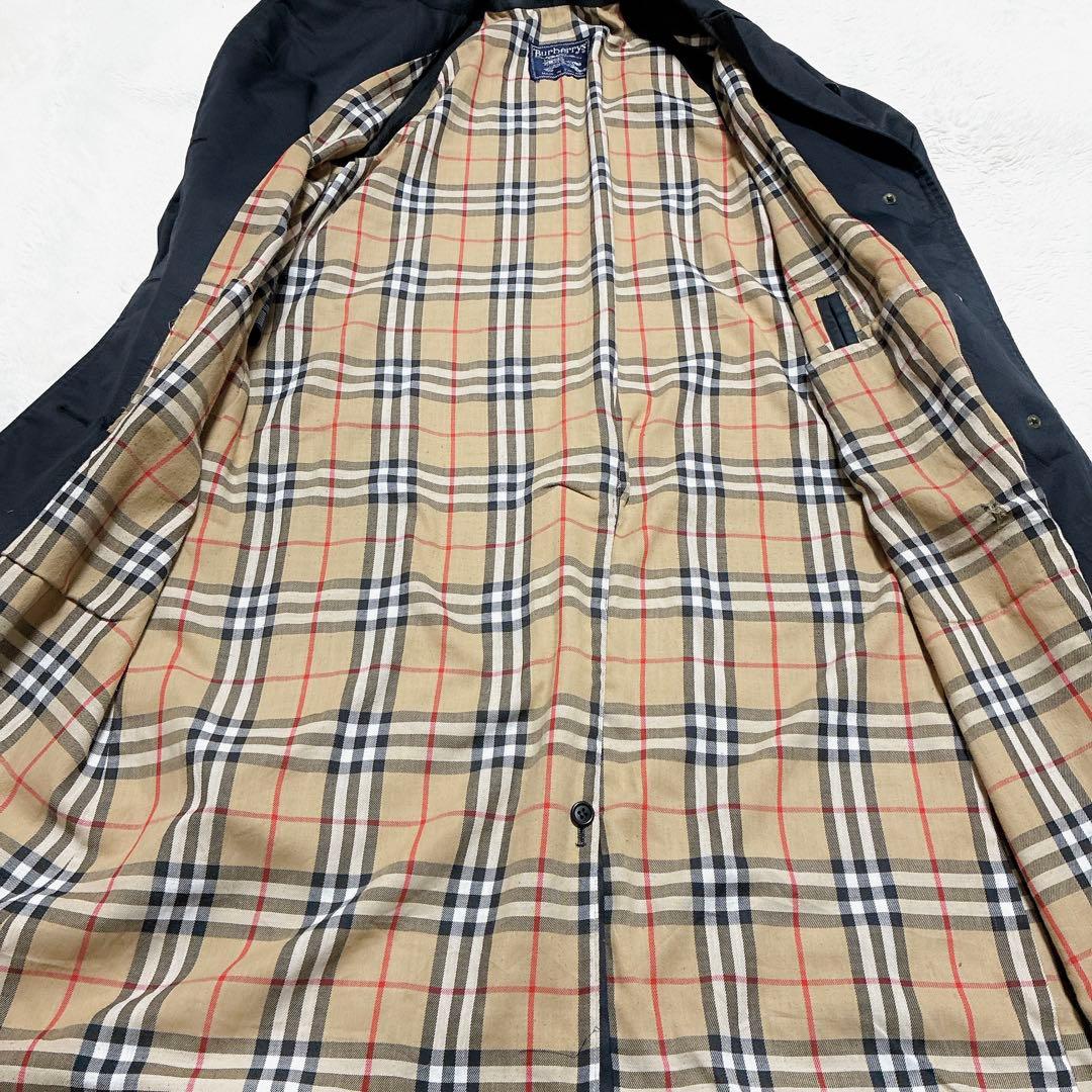 バーバリーズ　ヴィンテージ　ステンカラーコート　ノバチェック　ブラック
