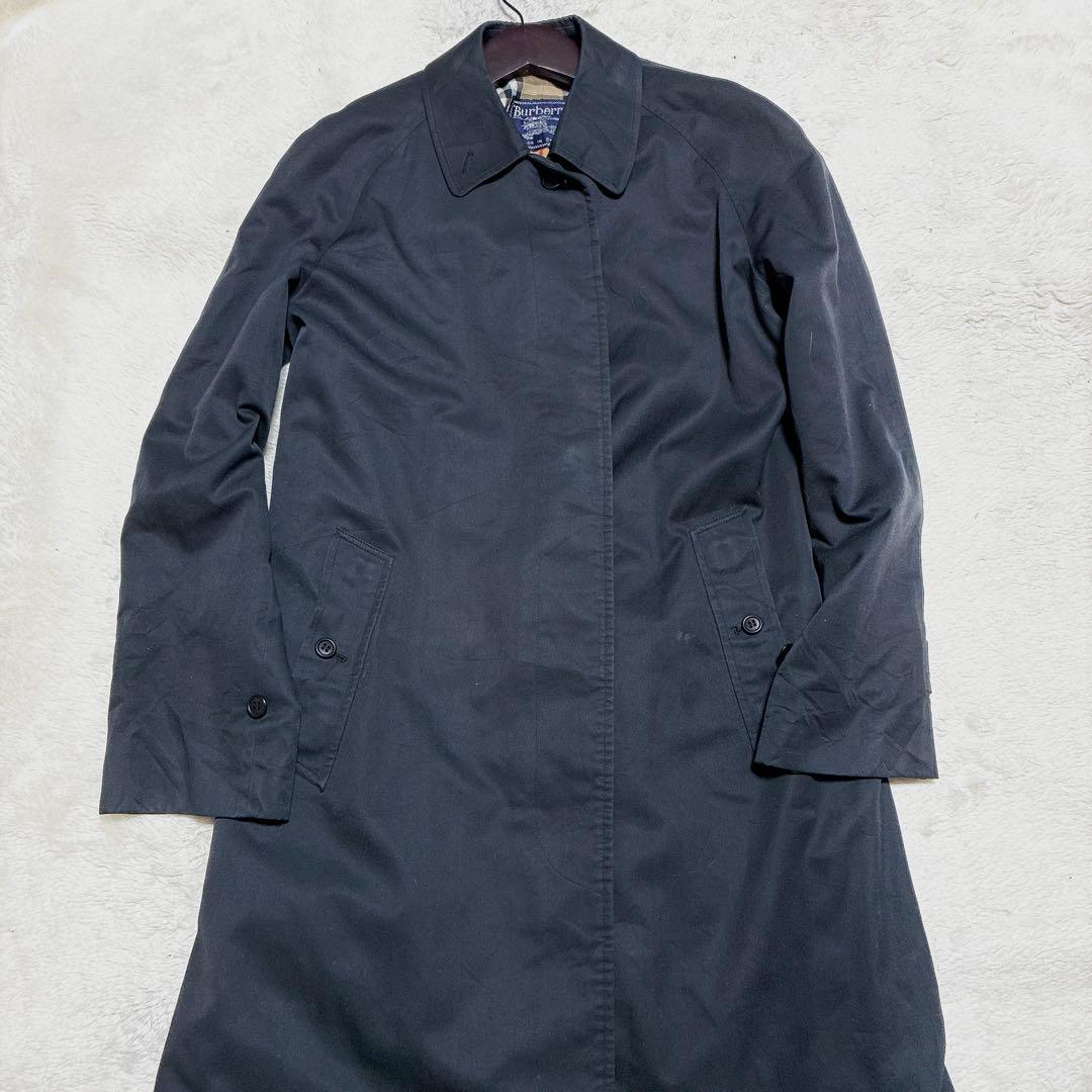 バーバリーズ　ヴィンテージ　ステンカラーコート　ノバチェック　ブラック
