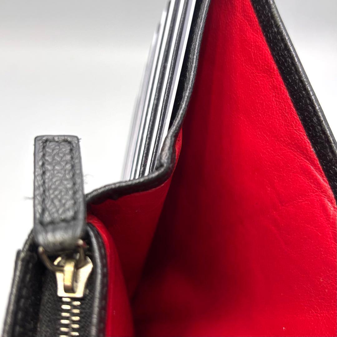 BVLGARI 長財布 ブルガリブルガリレザー ブラック×レッド 本革