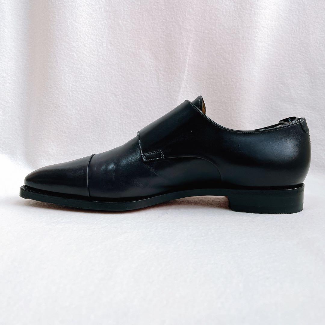 極美品 サントーニ ダブルモンクストラップ レザー 革靴 黒 ストレートチップ