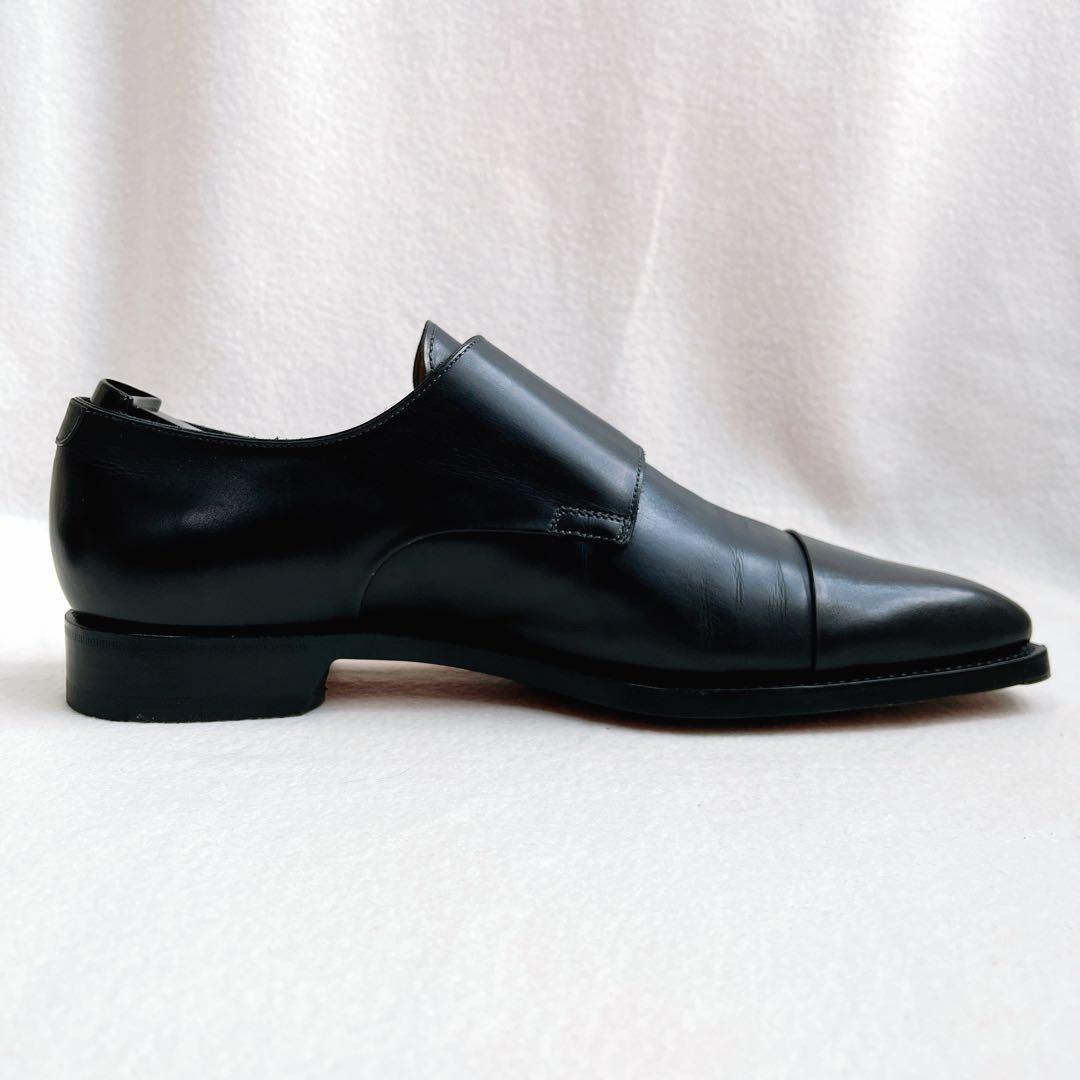 極美品 サントーニ ダブルモンクストラップ レザー 革靴 黒 ストレートチップ