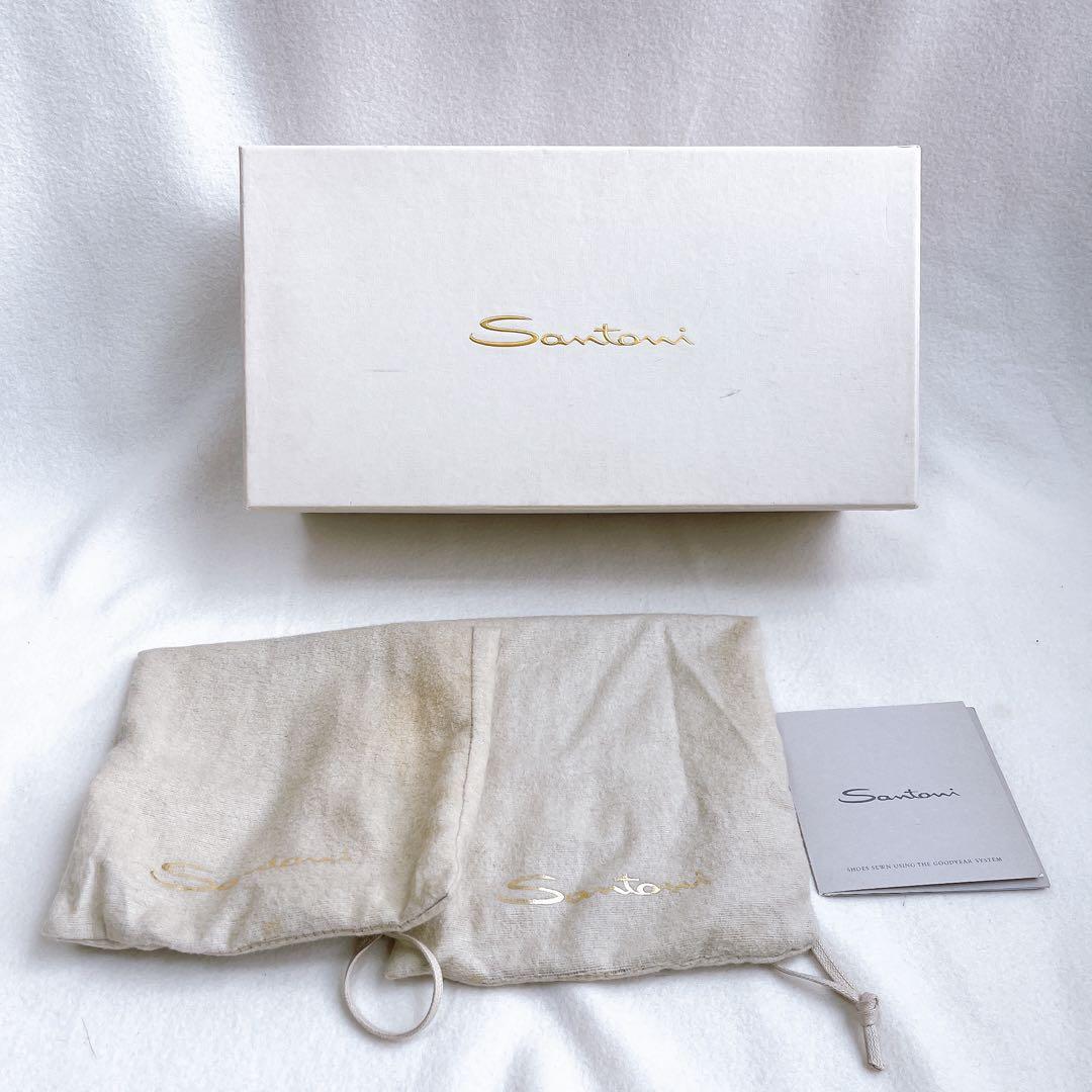 極美品 サントーニ ダブルモンクストラップ レザー 革靴 黒 ストレートチップ