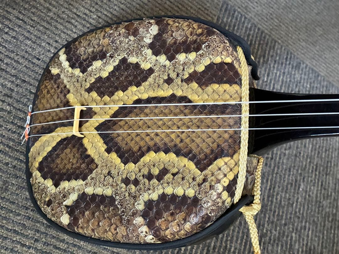 ヘビ皮三線 3弦 黒