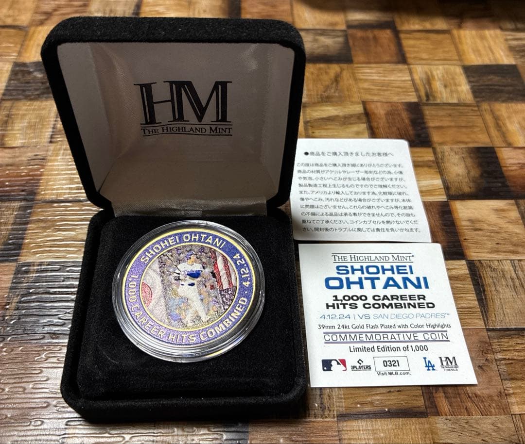 大谷翔平 1000 CAREER HIT COMBINED 記念メダル