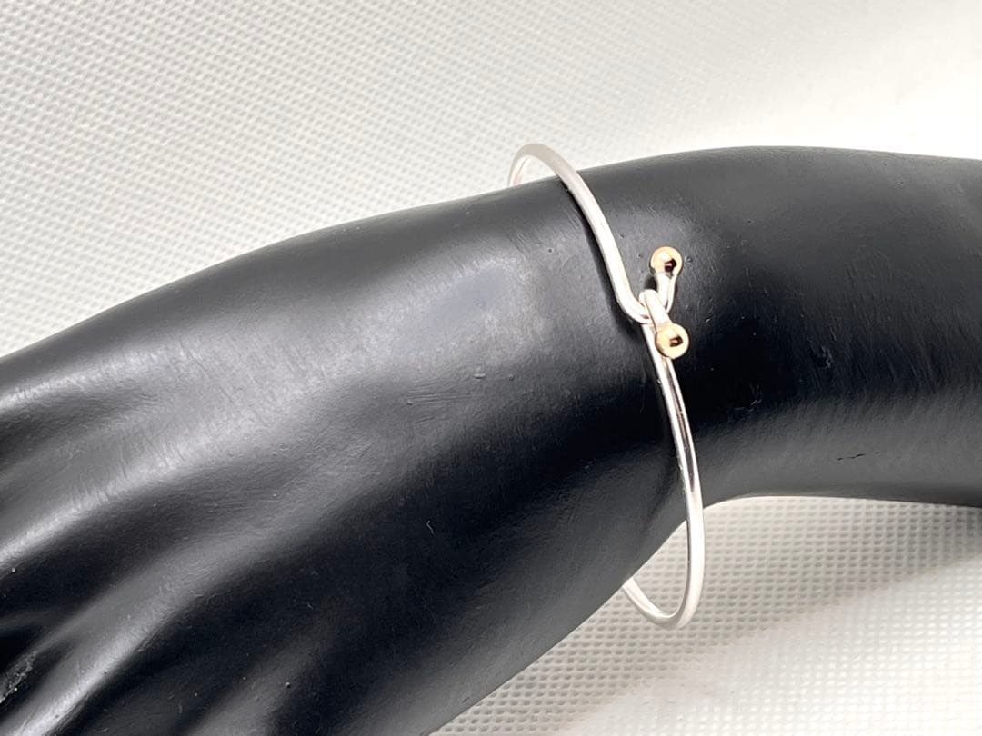 c225 オールドティファニー　ダブルフック　バングル　k14 シルバー　925