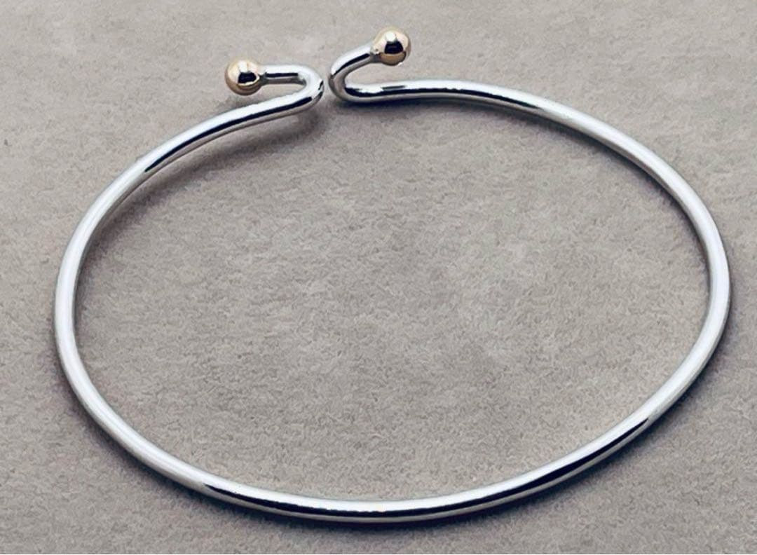 c225 オールドティファニー　ダブルフック　バングル　k14 シルバー　925