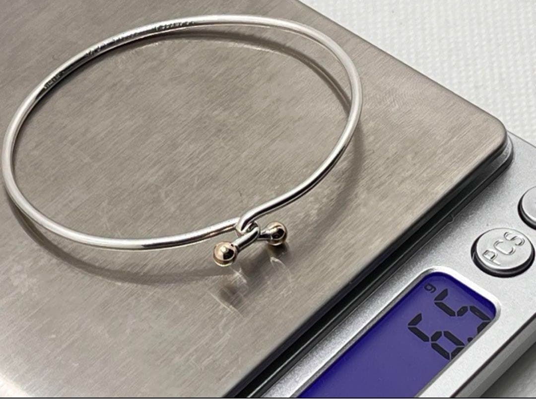 c225 オールドティファニー　ダブルフック　バングル　k14 シルバー　925