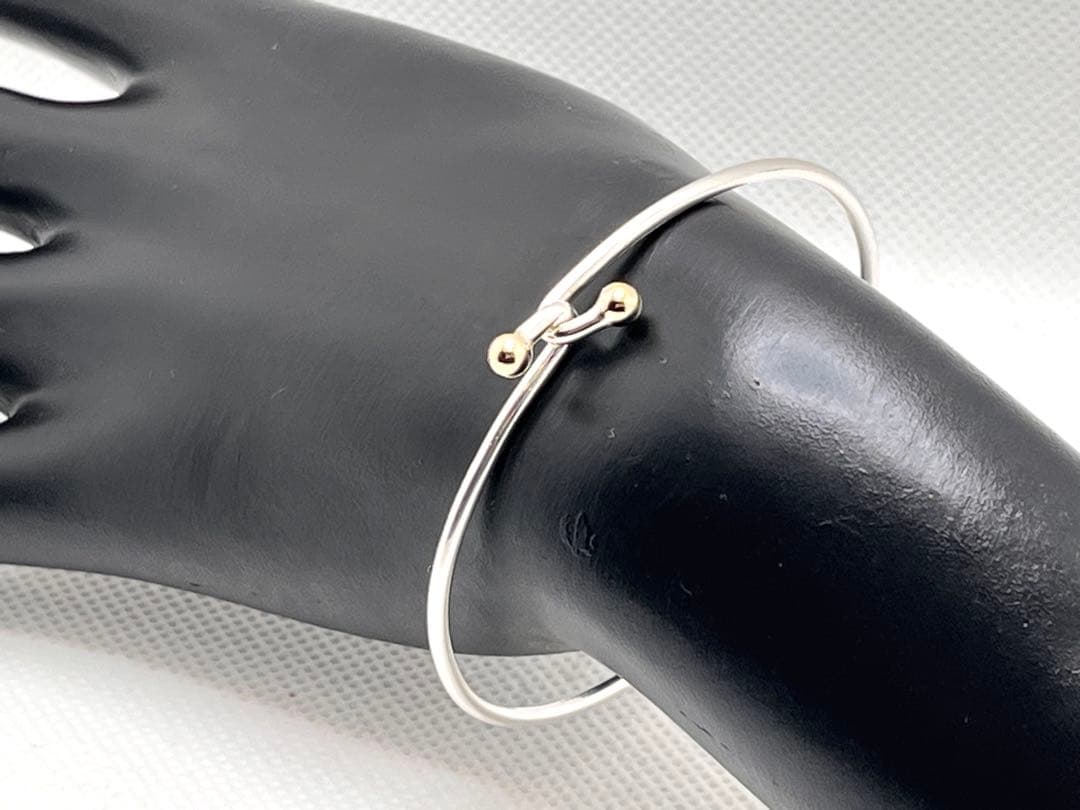 c225 オールドティファニー　ダブルフック　バングル　k14 シルバー　925