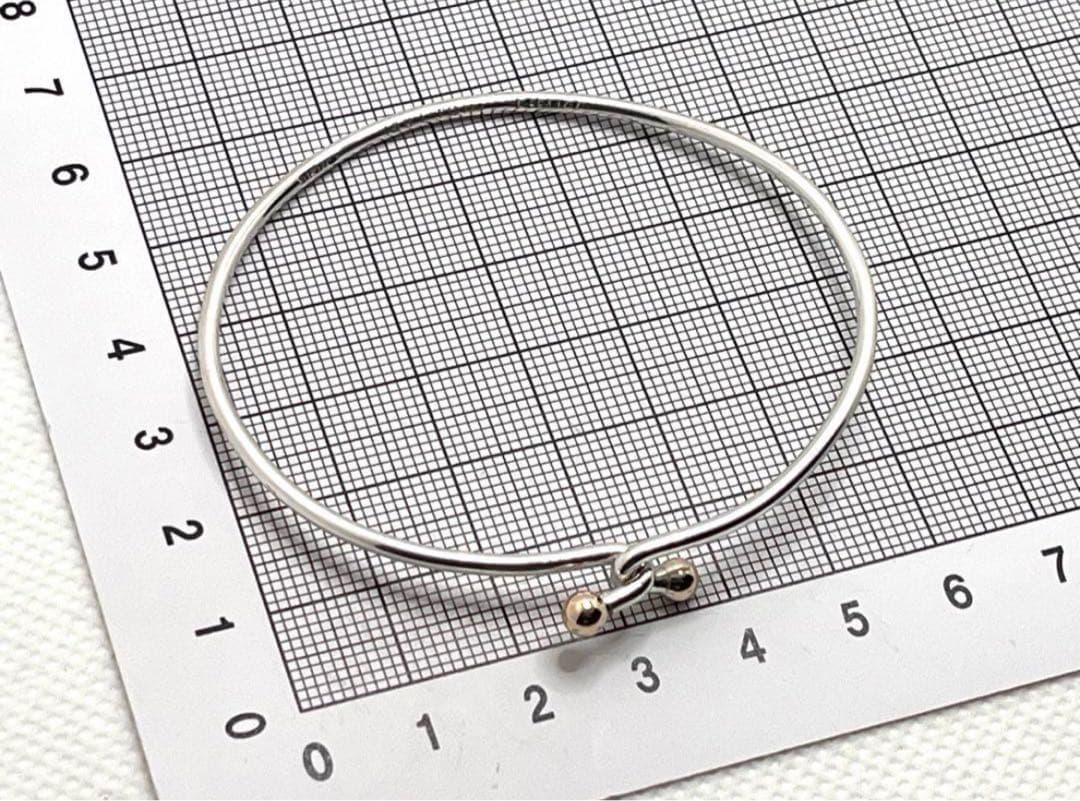 c225 オールドティファニー　ダブルフック　バングル　k14 シルバー　925