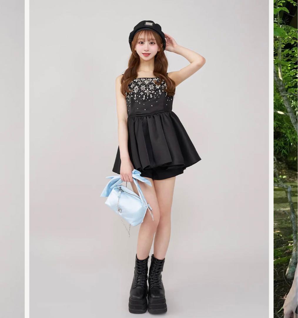 新品タグつき ダーリッチ ジュエリーフレアチュニック ブラック