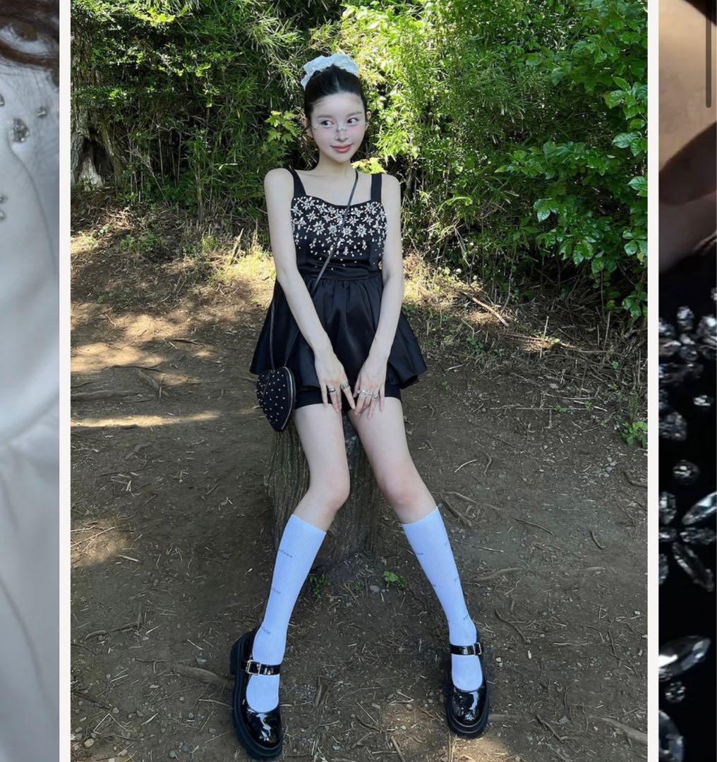 新品タグつき ダーリッチ ジュエリーフレアチュニック ブラック