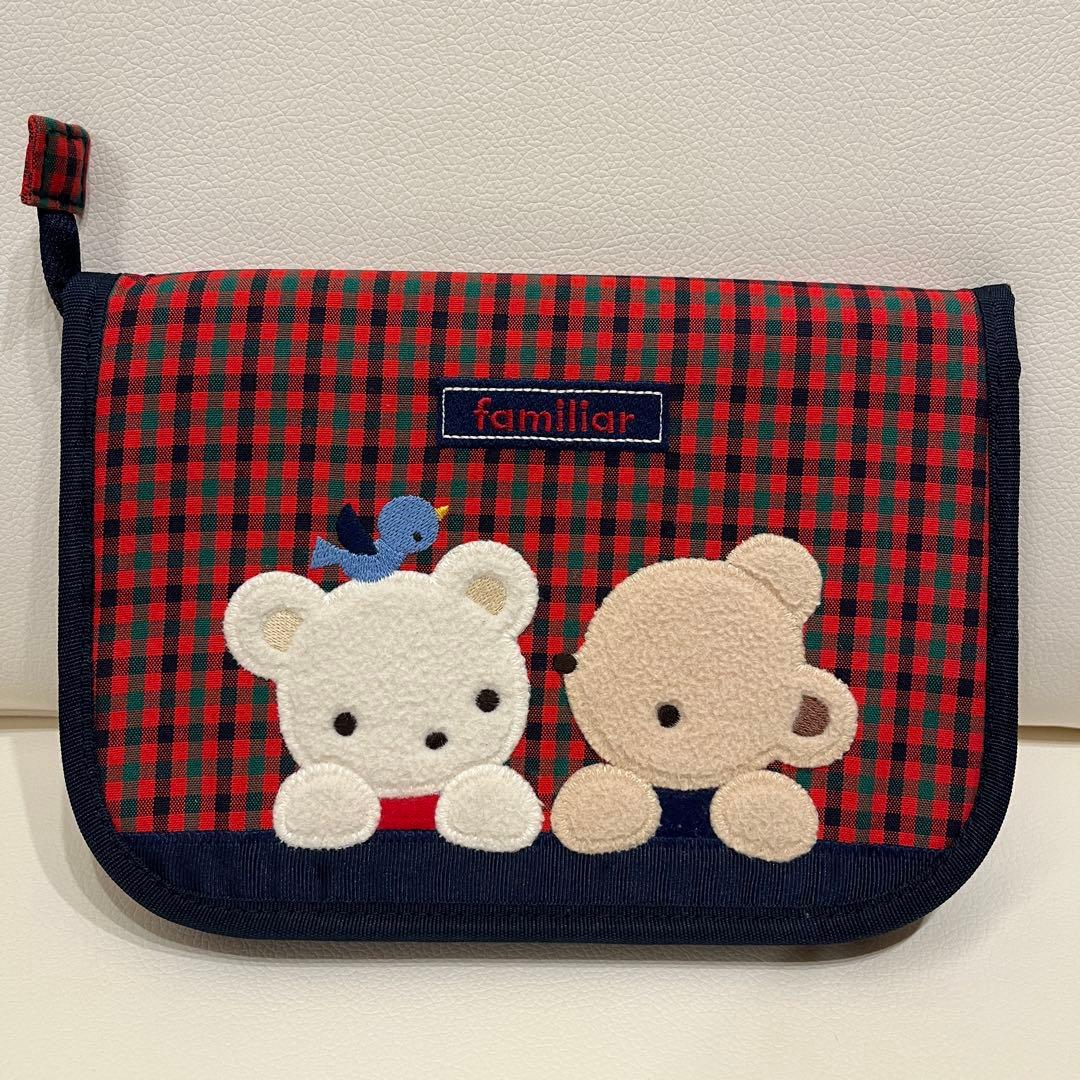 みみーちゃん　ファミリア チェック柄 ポーチ　刺繍　母子手帳ケース　001