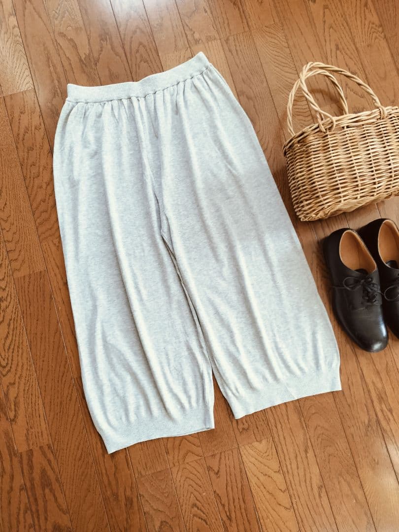 evam eva vie/evam eva コットンニットクロップドワイドパンツ