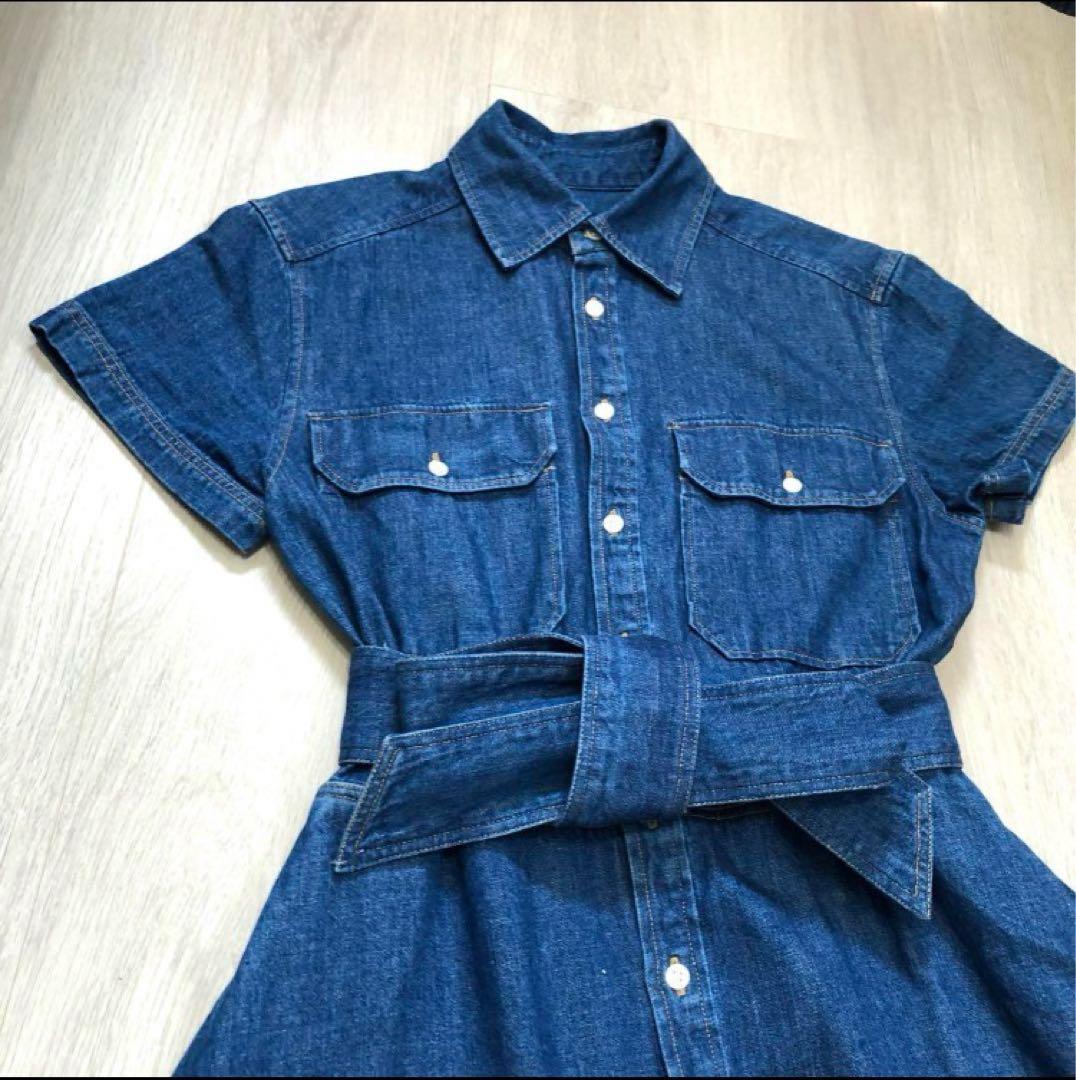 ポロラルフローレン 2ベルデッドティアードコットンドレスSデニムワンピース