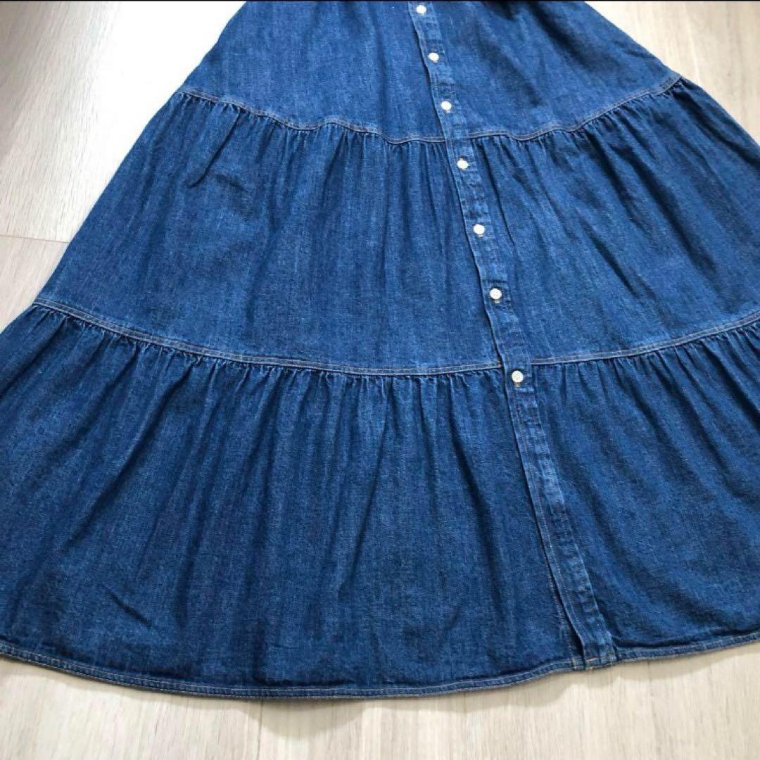 ポロラルフローレン 2ベルデッドティアードコットンドレスSデニムワンピース