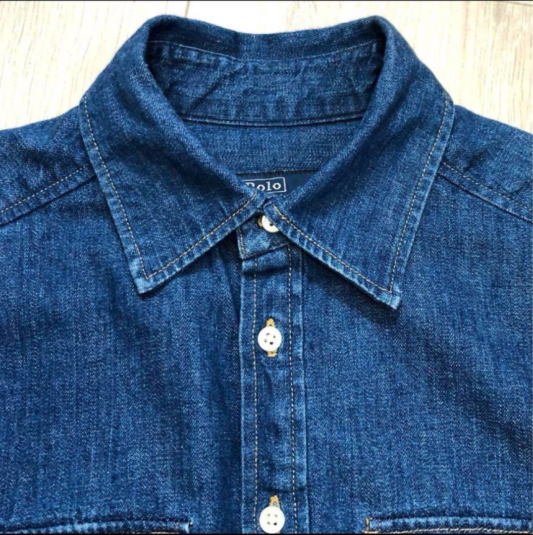 ポロラルフローレン 2ベルデッドティアードコットンドレスSデニムワンピース