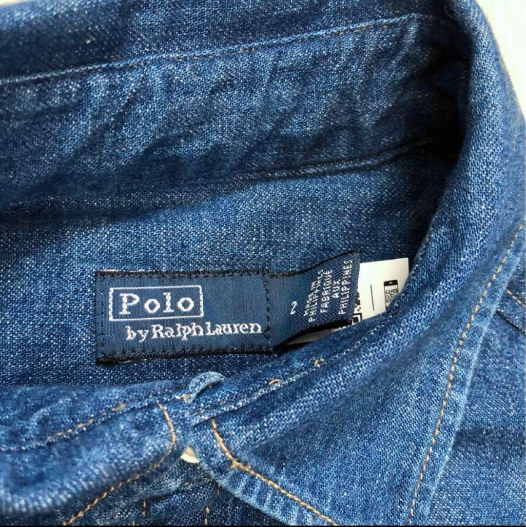 ポロラルフローレン 2ベルデッドティアードコットンドレスSデニムワンピース